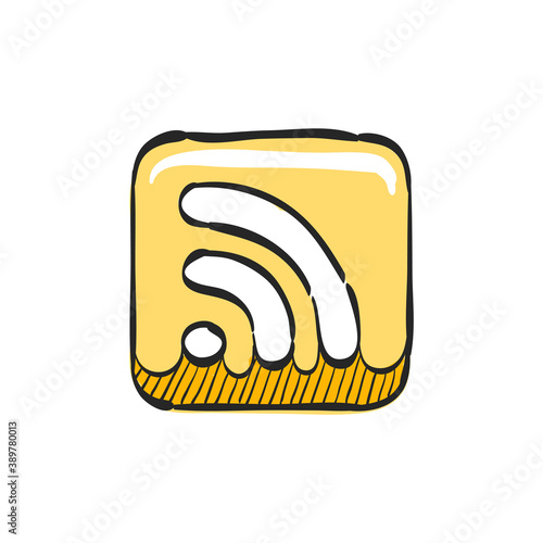 RSS symbol in color drawing. Reader feed syndication news