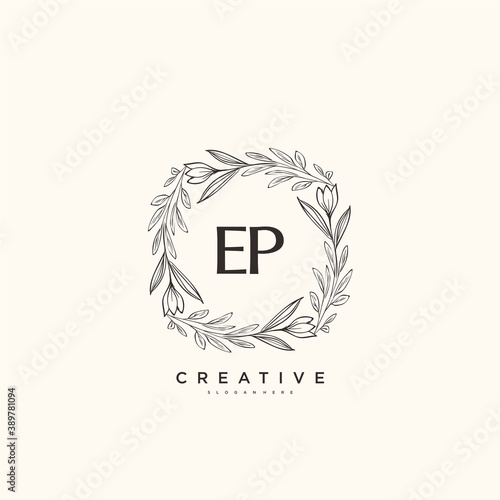 EP Beauty vector initial logo art, handwriting logo of initial signature, wedding, fashion, jewerly, boutique, floral and botanical with creative template for any company or business.
