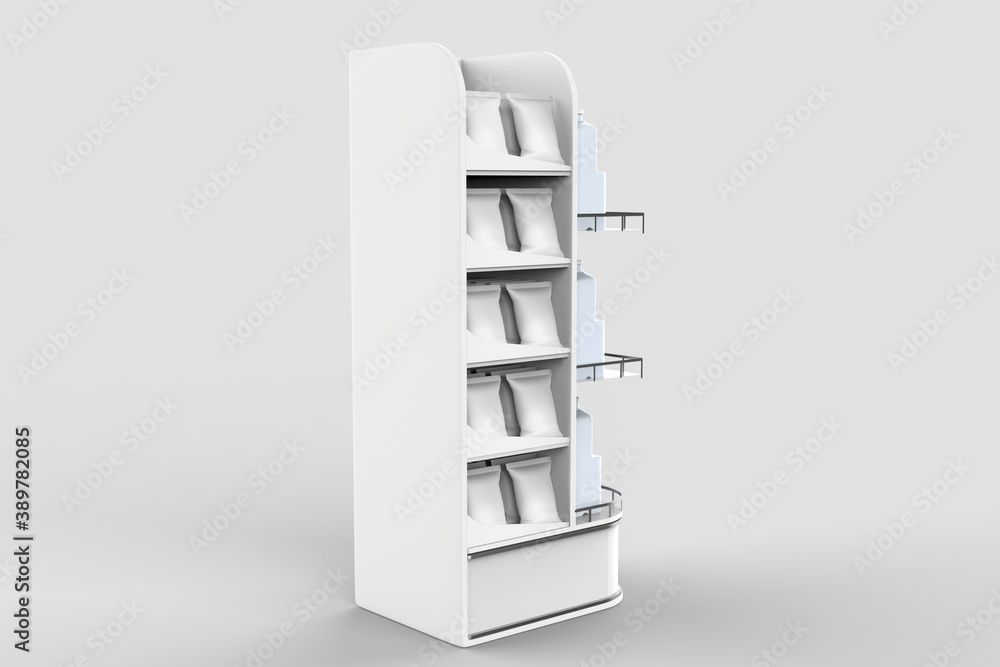 Display stand, retail display stand for product , display stands isolated on white background. 3d illustration Display stand, retail display stand for product , display stands isolated on white background. 3d illustration