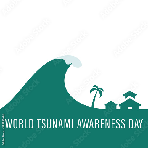 World Tsunami Awareness Day, 5 November. High tide waves conceptual illustration vector.