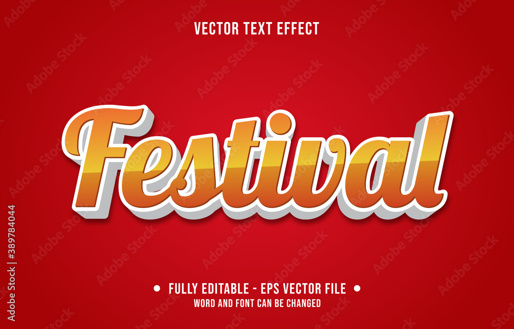 Editable text effect - Festival Orange and yellow color gradient style