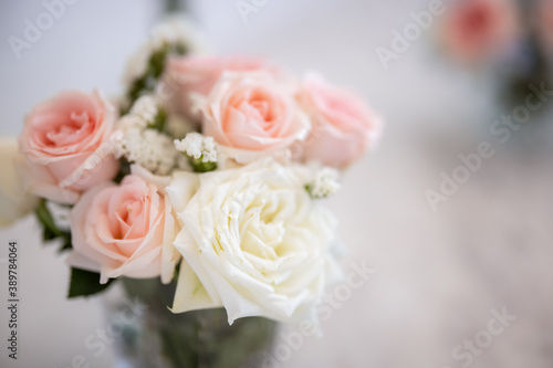 Blurred roses or flower in vase pastel  Love wedding or marriage background