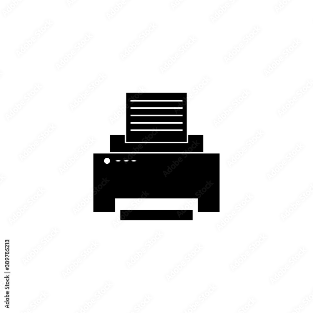 Printer and paper printed sign. Business icon illustration Printer and paper printed sign. Business icon illustration