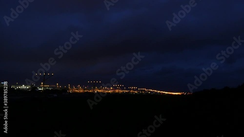 Sydney airport Sydney NSW Australia runway lights at night shot in 4k high resolution photo