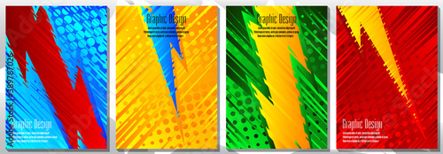 Half tone cover design templates with thunder. Layout set of geometric design for covers of books, brochures, notebooks, reports, magazines. Vector illustration.