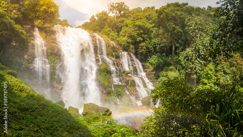 Wachirathan Waterfall is a large waterfall in deep forest on Doi Inthanon  Chiang Mai  Thailand.