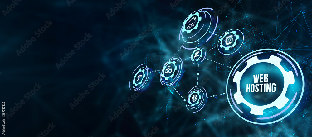 Fototapeta premium Internet, business, Technology and network concept. Web Hosting. The activity of providing storage space and access for websites.