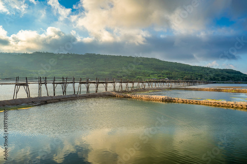Wallpaper Mural Aerial view of Ong Cop or Mr Tiger wooden bridge at Phu Yen, Vietnam. This is the longest wooden bridge in Vietnam Torontodigital.ca