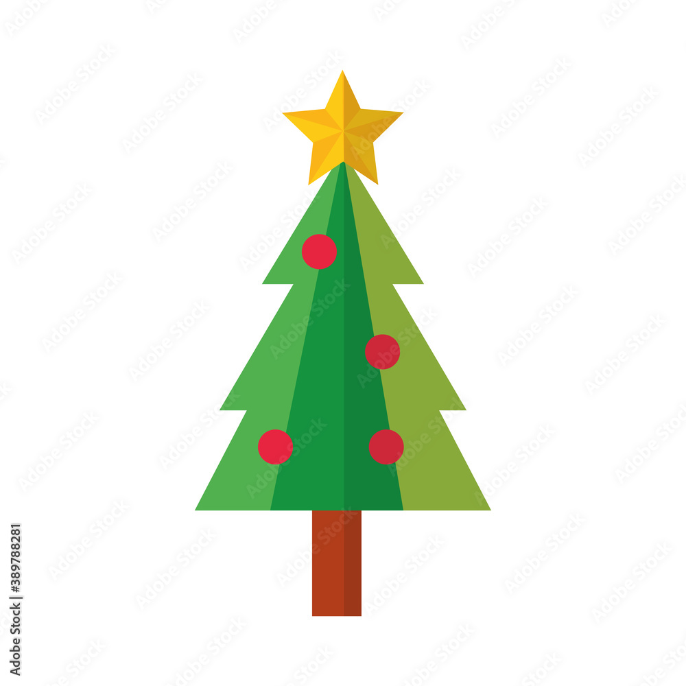 happy merry christmas pine tree flat style icon happy merry christmas pine tree flat style icon