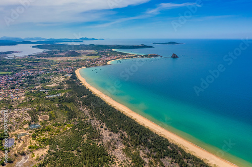 Aerial view of Xep beach  filming site   Toi Da Thay Hoa Vang Tren Co Xanh    Phu Yen  Vietnam