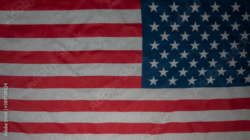Abstract american flag on concrete cement wall, USA flag background with copy space. Top view