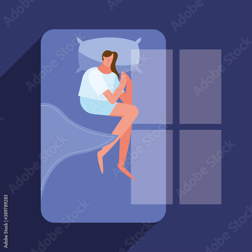 woman in bed suffering from insomnia character