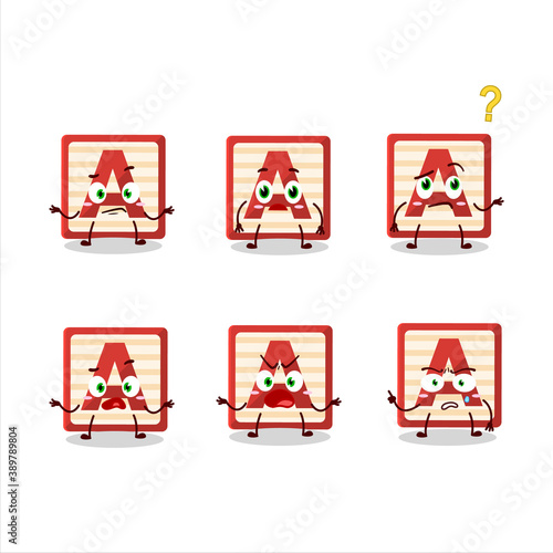 Cartoon character of toy block A with what expression