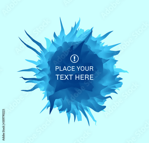 3d element with prickles. Crystal, mineral or stone. Isometric 3d frozen spike. Floral art in futuristic style. Design template with place for text. Vector illustration.
