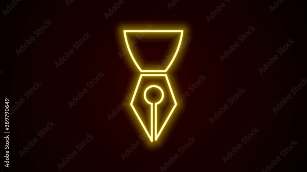 Glowing neon line Fountain pen nib icon isolated on black background. Pen tool sign. 4K Video motion graphic animation Glowing neon line Fountain pen nib icon isolated on black background. Pen tool sign. 4K Video motion graphic animation