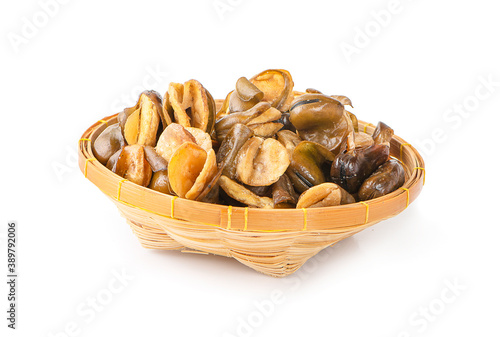 Broad bean, English Bean, European Bean, Field Bean. Fry (Vicia faba L.). isolated on white background.