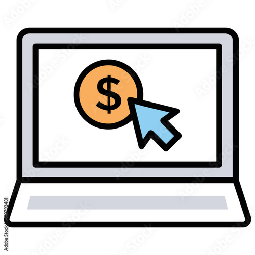 
Digital advertising flat design icon, pay per click 
