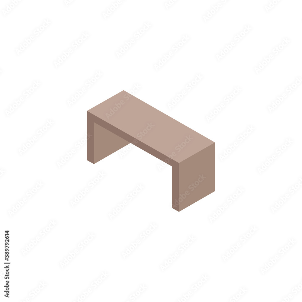 wooden bench park Isometric style icon wooden bench park Isometric style icon