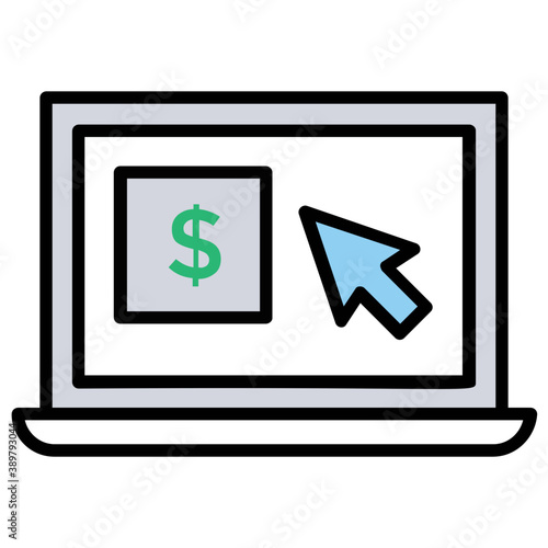 
Digital advertising flat design icon, pay per click 
