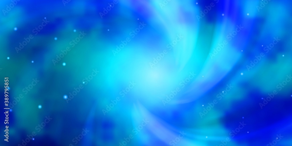 Fototapeta premium Light BLUE vector background with small and big stars.