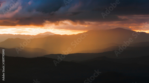 Scenery mountain range at sunset.