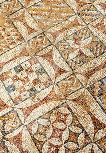 The texture of the mosaic of the lined floors in the baths Herod's palace in the Caesarea Primorskaya national park