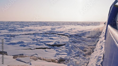 Ship Breaking Through Ice ocean