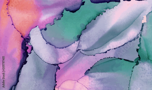 Alcohol ink vector texture banner. Fluid ink abstract background.