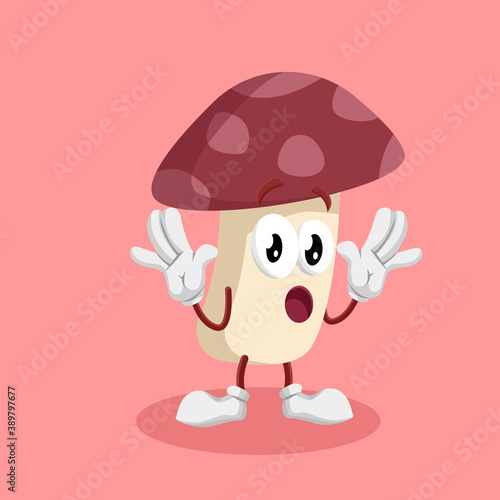 Mushroom Logo mascot surprise pose