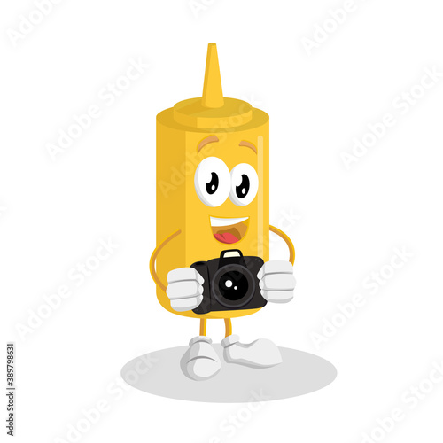 Mustard Logo mascot with camera pose