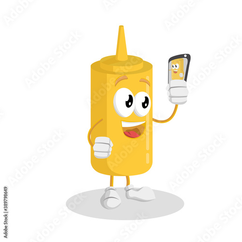  Mustard Logo mascot with selfie pose