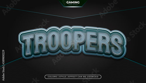 Metallic text style with embossed and curved effect for gaming logo name or e-sport identity photo