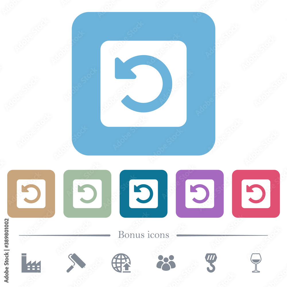 Rotate left flat icons on color rounded square backgrounds Rotate left flat icons on color rounded square backgrounds