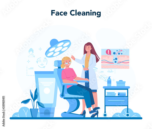 Cosmetologist concept, face cleaning and treatment. Young