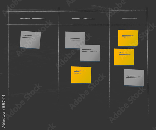 Sticky notes placed on Agile dash board concept vectors