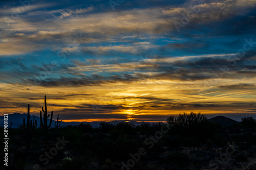 A brilliant sunrise in the Sonoran desert of Arizona