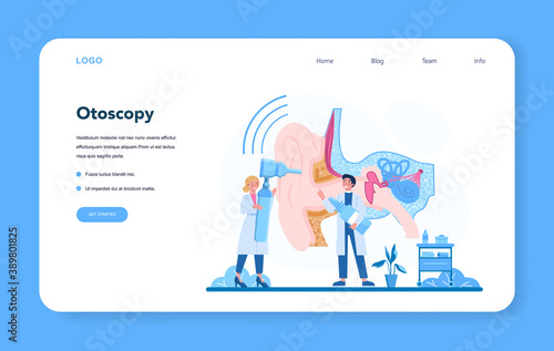 Otorhinolaryngologist web banner or landing page. Healthcare concept