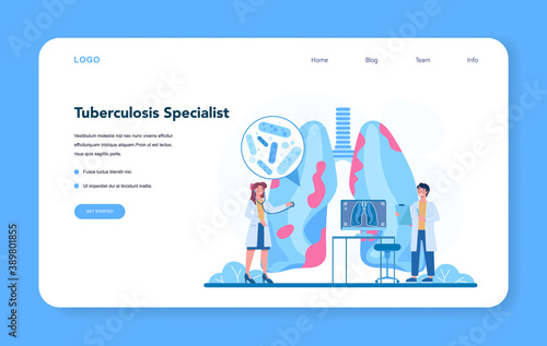 Tuberculosis specialist web banner or landing page set. Human pulmonary
