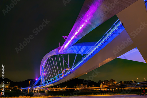 Night view of the Yangguang Bridge at Xindian District photo