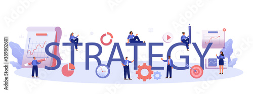 Strategy typographic header. Idea of business plan. Setting a goal