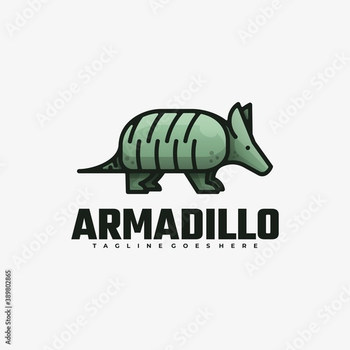 Vector Logo Illustration Armadillo Gradient Colorful Style.
