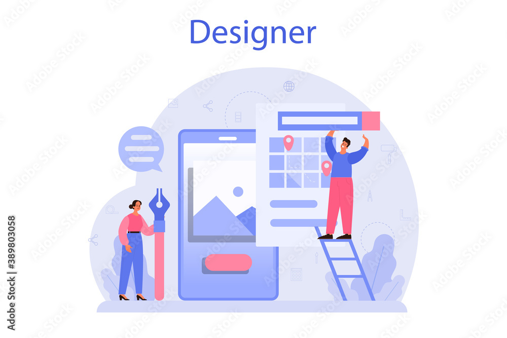 Design concept. Graphic, web, printing design. Digital drawing