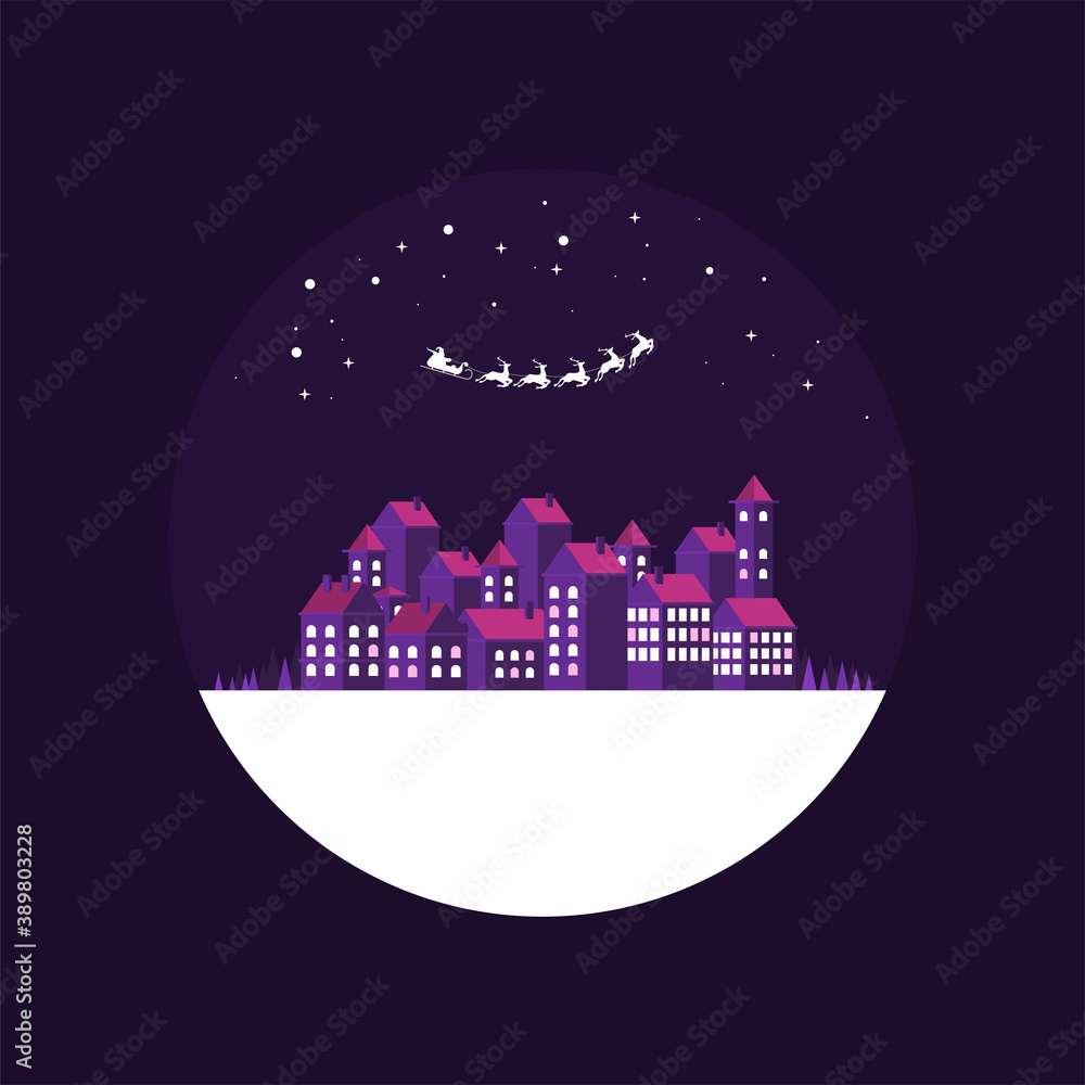 Christmas card in flat style. Greating vector card