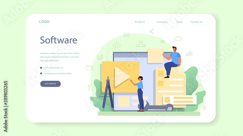 Frontend developer web banner or landing page. Website