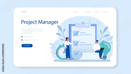 Project management web banner or landing page. Successful