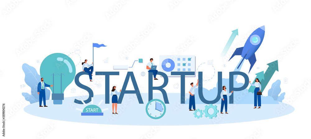 Startup typographic header. New business launching. Idea of project Startup typographic header. New business launching. Idea of project