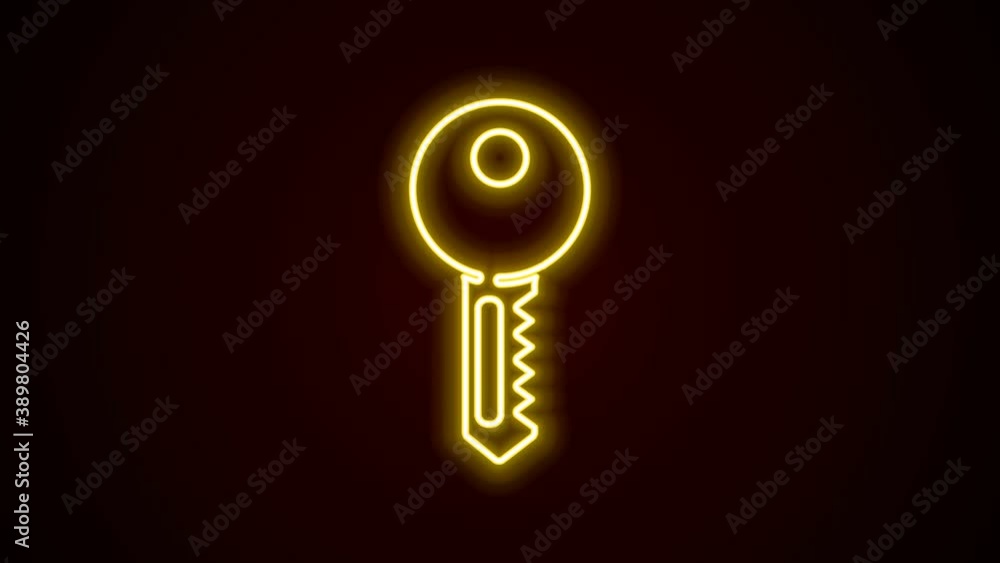 Glowing neon line House key icon isolated on black background. 4K Video motion graphic animation Glowing neon line House key icon isolated on black background. 4K Video motion graphic animation