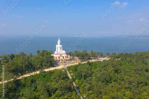 Aerial view Khon Kaen province with Wat Phra Bat Phu Pan Kham in Thailand