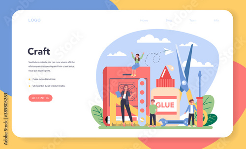Art school education web banner or landing page. Student