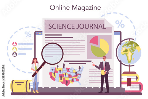 Demographer online service or platform. Scientist studying population